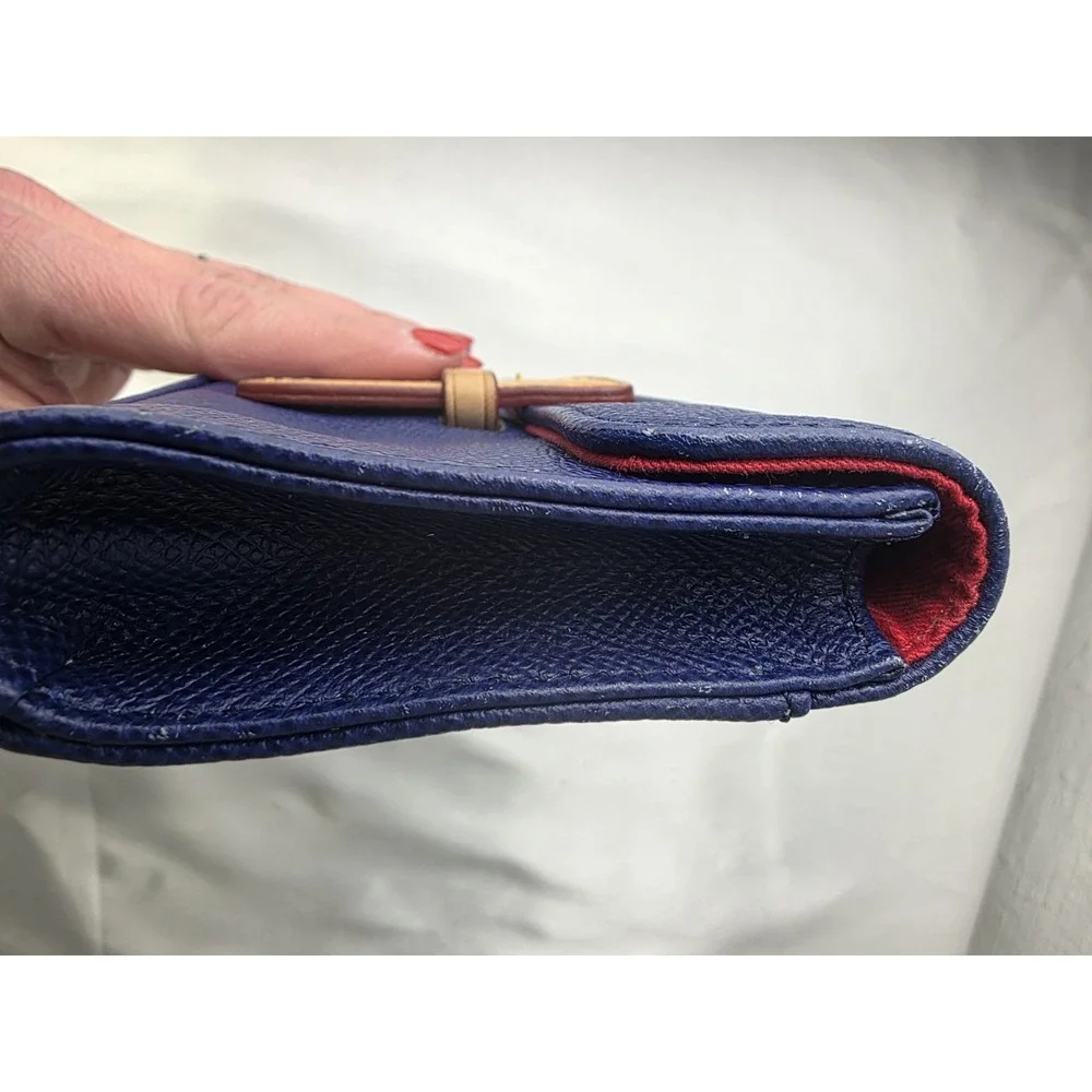 Vintage Dooney‎ & Bourke Blue Leather Wristlet Clutch Wallet